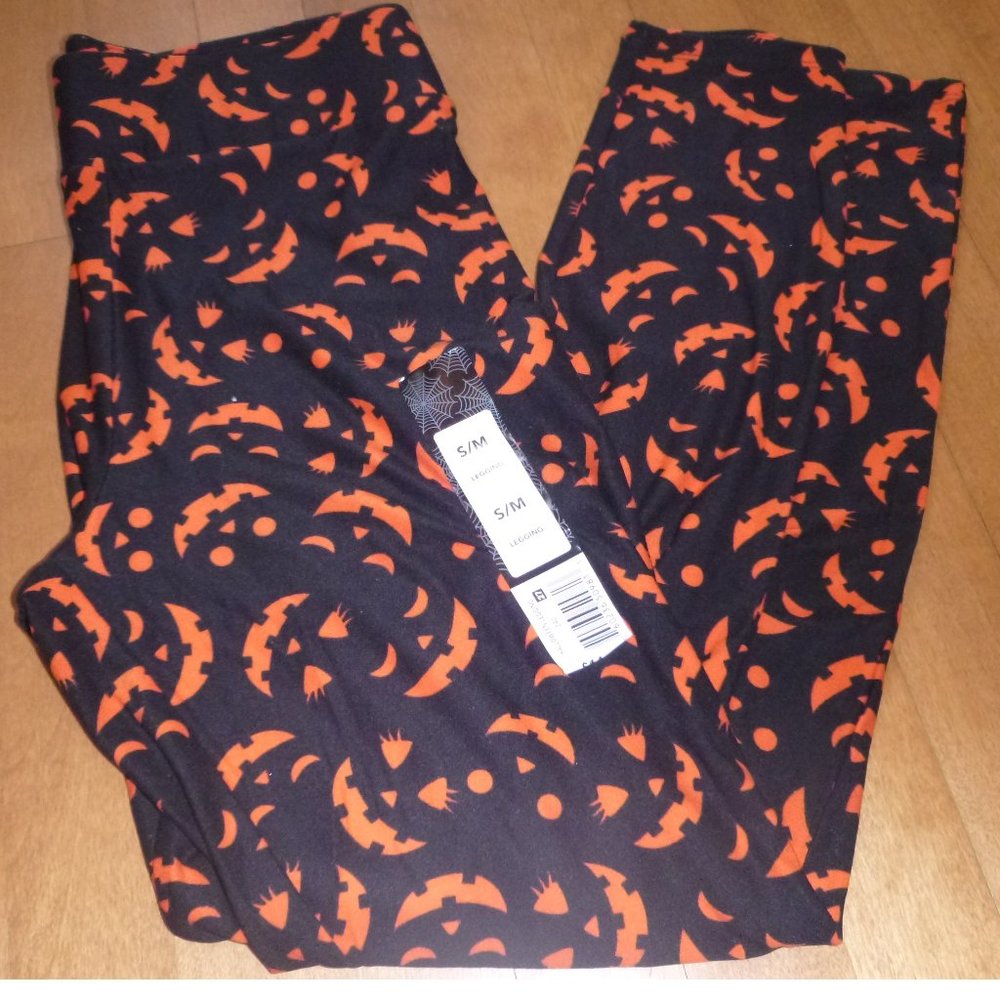 Women's Pumpkin Jack O Lantern Faces HALLOWEEN Leggings Size S/M L/XL 1X NWT